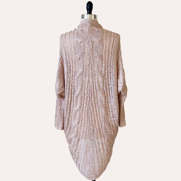 Blush Pink Open Front Cardigan Sweater - Picture 3 of 4